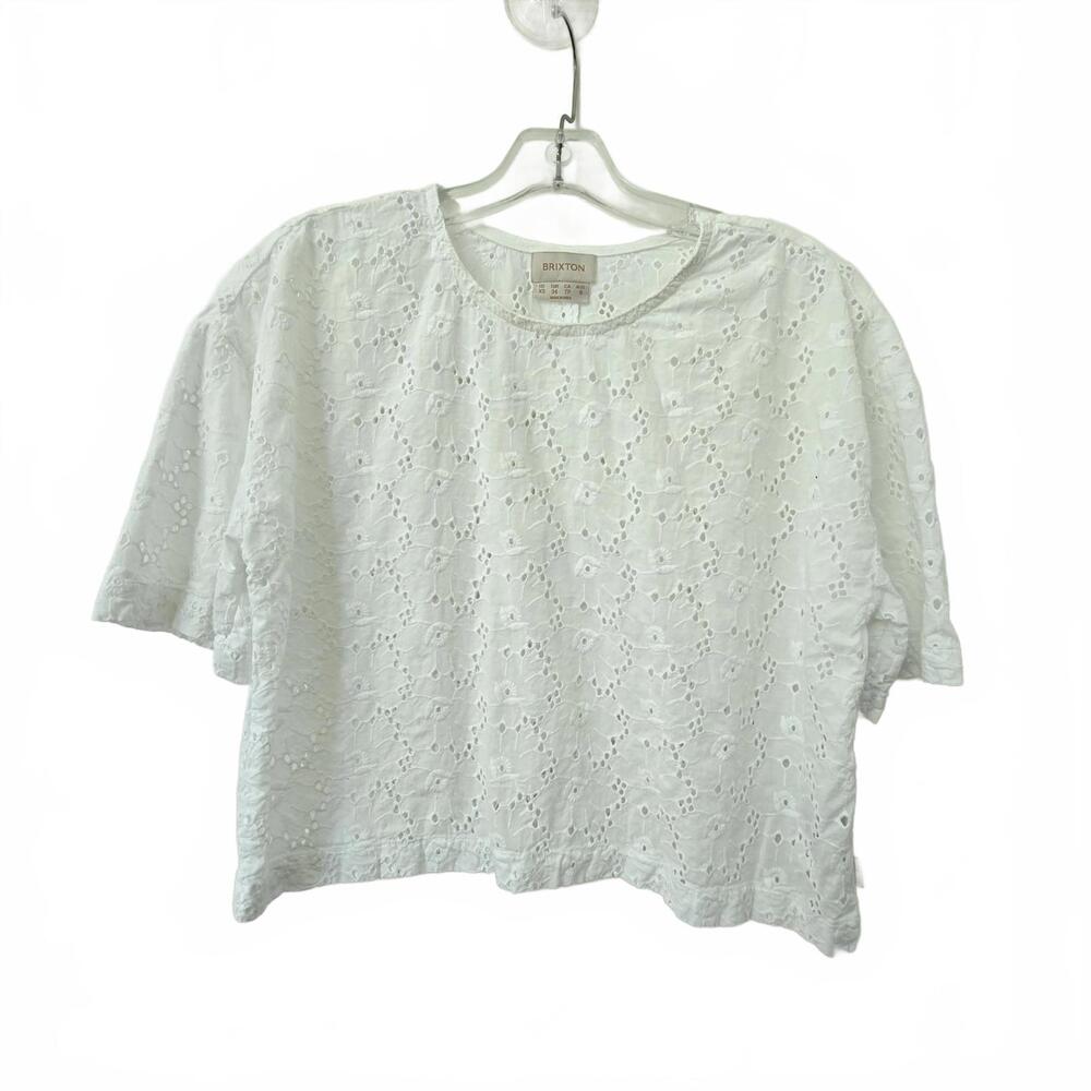Brixton Cropped Eyelet Top - XS - White